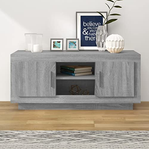 Bulliing TV-Schrank Grau Sonoma 102x35x45 cm Holzwerkstoff Retro Tv Schrank Fernsehschrank Ecke