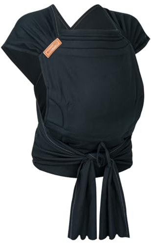 Hoppediz Hop-Tye Advanced Babytrage ab Geburt für Neugeborene, all black | Ergonomische Halbschnallentrage mit Tuchträgern - mitwachsend von 2,5 bis 20 kg