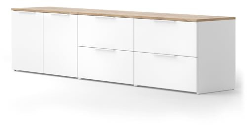 Vicco Parete attrezzata soggiorno Wido, Bianco/Sonoma, 3 parti, combinabile con altri elementi della serie Wido