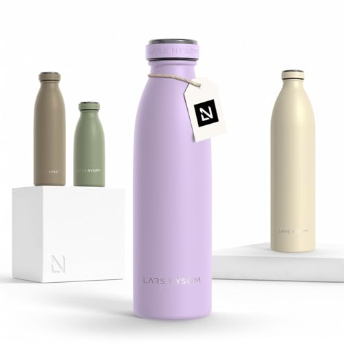 LARS NYSØM Borraccia Termica 500ml in Acciaio Inox | Bottiglia isolata 0.5 litro | Bottiglia d'Acqua a Tenuta stagna per Sport, Bicicletta, Cane (Lavender Purple, 500ml)