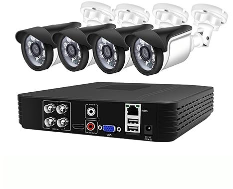 Ruiseawing DVR Surveillance kits, 4CH CCTV System 5MP 1080P 720P AHD Camera Kit 5 In 1 Video Recorder Surveillance System Outdoor Security Camera Email Alarm(4CH DVR x 4 Cam 2MP-01)