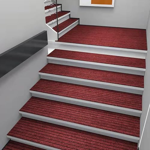 Rosso,25x80cm,4Pcs Antiscivolo per Tappeti Gradini Scala,Antiscivolo per Tappeti Gradini Scala Interne ed Esterne,Copri Gradini per Scala Marmo,Fondo in Gomma Antiscivolo