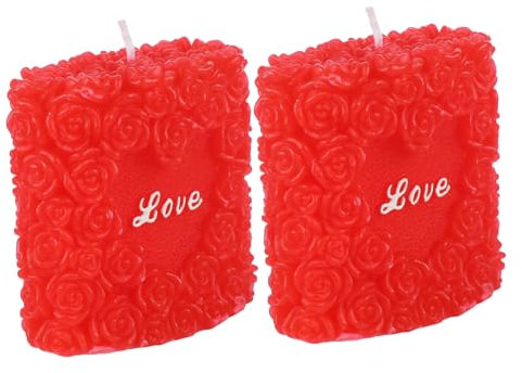 Cabilock 2St valentinstag kerze Jubiläumsdekorationen romantisch Ritualkerze Hausdekorationen für Zuhause rituals candle home decor Hochzeitsaccessoires Stumpenkerze Paraffinmaterial rot