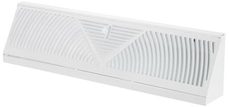 PATIKIL Baseboard Register Vent, 18 Inch Duct Opening Size Vent Cover Air Diffuser Baseboard Air Cover HVAC Corner for Home Floor Wall, White