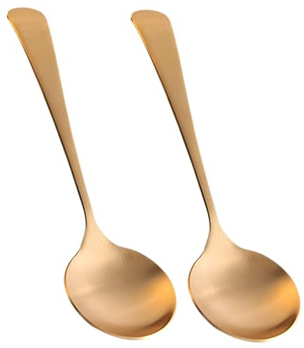 TOPPERFUN 2 Pezzi Cucchiaio Di Rame Adulti Materiale Cucchiai Per Impiattare Cucchiaio Di Cucina Mangiare Utensili Da Servizio Cucchiaio Di Cereali Prima Colazione Antico A Forma Di D'oro