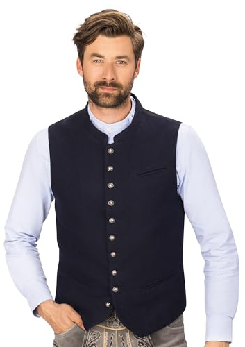 Wiesnstern Trachtenweste Midnight Blue – Robuste & hochwertige Trachtenweste für Herren, perfekt für das Oktoberfest – Optimale Passform