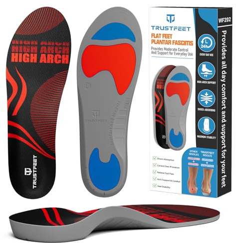 Trustfeet Plantar Fasciitis Insoles for Flat Feet, High Arch Support Orthopedic Insole for Women Men, Shoe Inserts for Overpronation, Heel Pain-XL