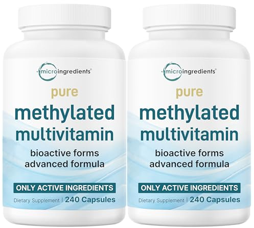 Micro Ingredients 2 Pack Pure Methylated Multivitamin, 480 Capsules | 19-in-1 Formula with Vitamins C, D, B12, Folate, Magnesium, Zinc, & More | Supports Daily Wellness & Immune Health | Filler Free