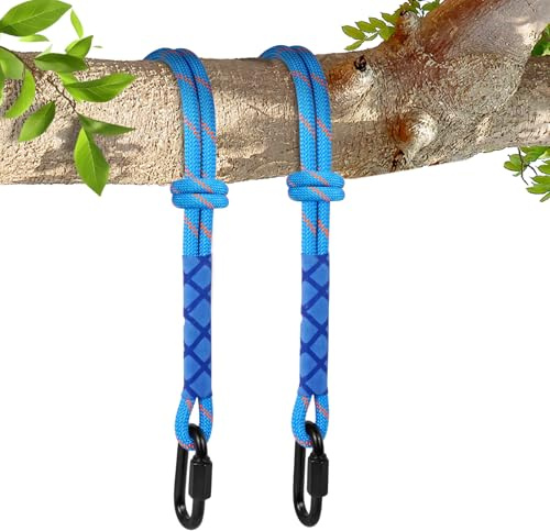 Vicloon 2er Schaukel Befestigung, 1.5m Hängematte Befestigung Aufhängung Schnur mit Haken, Hängematte Seil für Outdoor-Baum Hängesessel Spielplatz Set, 200 kg, Blau