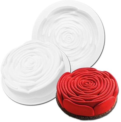 YGCHEN Silikon Rosenform Moussetorten Backform 3D Rose Silikonform Kuchenbackform Mousse Schokoladenformen Kuchenform Motivbackformen Rose als Form Valentinstag Weihnachten