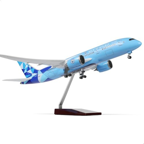 QIYUMOKE 1/130 Etihad 787 flygplansmodell med stativ (43 cm lång) för Boeing 787, hartsflygplan modell för vuxna, souvenirgåva för flygfartsintresserade, dekoration för hem eller kontor