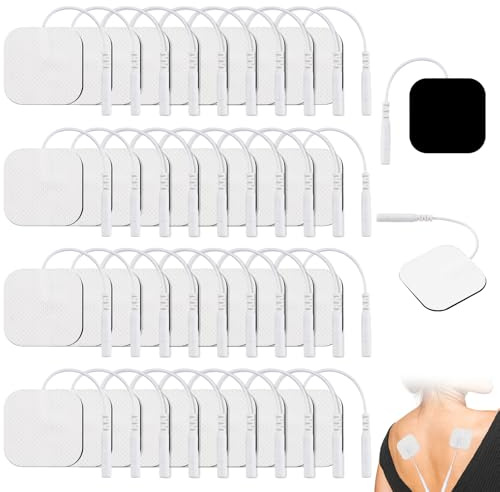 SREBIWO 40 Stück 5x5cm Tens-EMS Elektroden Pads, für Linderung von Muskel | 2mm, Selbstklebend, Wiederverwendbar