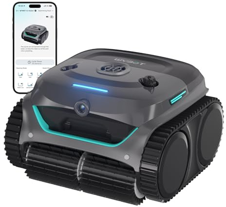 WYBOT (Neues Modell) C2 Vision-A Kabelloser Poolroboter Akku mit KI-Kamera, 8 Modi, starker Saugkraft, Dual-Filter, Wasserlinie, Poolroboter Akku Wand und Boden, App-Blaugraugrün