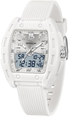TICKEEN Relojes de mujer para mujer Relojes rectangulares únicos para mujer Relojes deportivos analógicos digitales con alarma cronómetro resistente al agua Señal horaria 12/24H Iluminación Reloj de