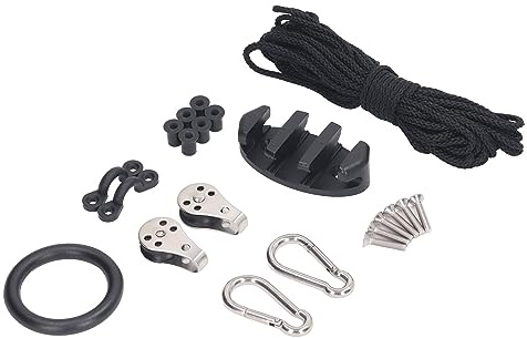 EMUKOEP Juego de cuerdas de anclaje para kayak con anillo de nailon, guardacabos de acero para kayak, para pesca, camping