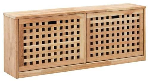 Generico Banco con zapatero de 94 x 20 x 38 cm, de madera maciza de nogal, zapatero y organizador para zapatos