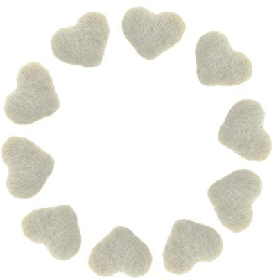 Heart Shape Felt Wool Beads Balls Pom Pom Handmade DIY for Craft Dream Catcher Baby Mobile Pompom Home Decor Nursery Party Props (Beige 30mm 10pcs)