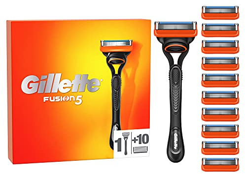 Gillette Fusion 5 Nassrasierer Herren, Rasierer + 11 Rasierklingen mit 5-fach Klinge