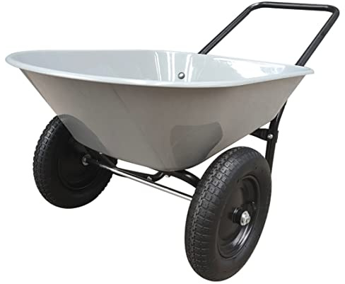 GARDEN STAR Two Wheel Poly Tray Wheelbarrow, 5 Cubic Foot, Gray/Black, Easy Assembly