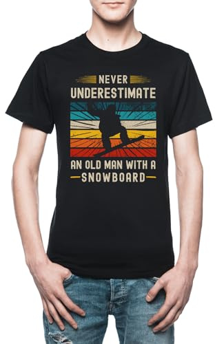 Snowboarding - Never Underestimate An Old Man Svart T-Shirt Herr