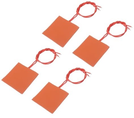 sourcing map Packung mit 4 Stück Silikon-Heizmatte für konstante Temperatur | 12V 7, 5W Heizfolie Flexible Heizplatte 50mmx50mm Heizmatte