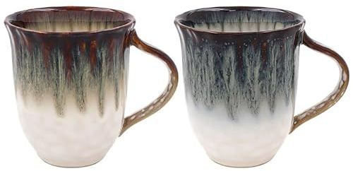 Lesser & Pavey Reactive Glaze Mugs Set of 2 | Ceramic Coffee Mugs Set for Home or Work | Designed by Elements | Lovely Mugs for Tea, Coffee & Hot Drinks