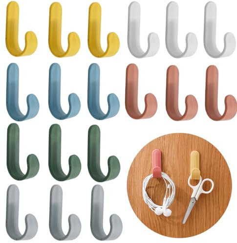 BieFuSin Gancio Adesivo da Parete，24 Pezzi Gancio da Parete Adesivi, Ganci Bagno Ganci Portasciugamani Plastica Ganci per Cucina Bagno Soggiorno，6 Colori