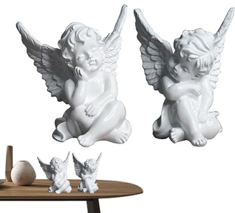 Derwrtup Kleine Engelfiguren,Engelfiguren | 2X Resin Crafts Cherub-Statue | Kleine Feenfiguren, Engelsstatuen, Heimengeldekoration für Hochzeitstischdekorationen