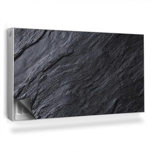 Cubierta Magnética 110x60 cm Protector para Radiador Fácil Instalación Magnético Panel Decorativo Protección contra el Polvo y Daños - Textura de Roca Oscura de Arenisca Negra