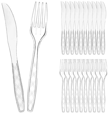 200 stycken plastbestick, återanvändbara, set med plastbestick, återanvändbara, knivar och gafflar för fester och familjefester