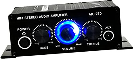 Stereo Digital Audioverstärker Ak270 mit Zwei Kanälen für Klare Stimme | Aluminiumlegierung, Bassanpassung und Stabile Verbindung, 12v für Computer und Audiogeräte, Schwarz