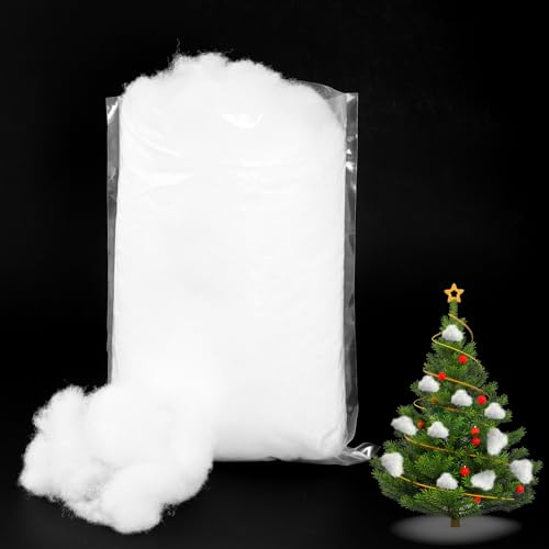 OCCOUMR Decoración de nieve artificial, algodón, decoración navideña, 140 g, nieve artificial para manualidades, suave y esponjosa, decoración para árbol de Navidad, pueblo de invierno, para