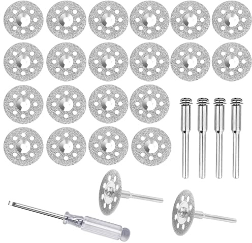 20 Pezzi Mini Dischi da Taglio Diamantati, Mini Disco Diamantato con Gambo da 3 mm, 22 mm Dischi Taglio per Tagliare Pietra, Vetro, Ceramica