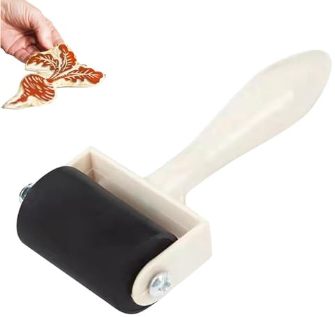 Generico Rullo per Artigianato - Rullo da Stampa con Manico in Legno - Attrezzo per Stampa, Applicatore per Inchiostro su Carta e Arte