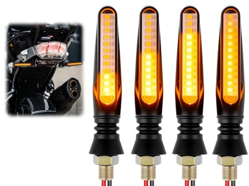 Greacesrio 4PCS Indicateurs de Moto, Flowing Mode Ambre Clignotants Lumières Indicateurs de Tournage de Moto, 12V 12 LED Universels, Étanches pour Scooter, Quad, Cruiser, Off Road