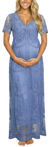 Maxi abito da donna a maniche corte con scollo a V, vestiti premaman per allattamento, abito premaman per fotografia, scollo a V, abito elegante, a maniche corte, per servizi fotografici, donne