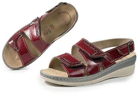 JOMIX Sandali Comodi Donna Estivi con Strappo e Fibbia Regolabile Tacco Zeppa Plantare Estraibile Vera Pelle Scarpe Anziani Ergonomico Anatomico Ortopedico per Camminare con Comfort Bordo 38