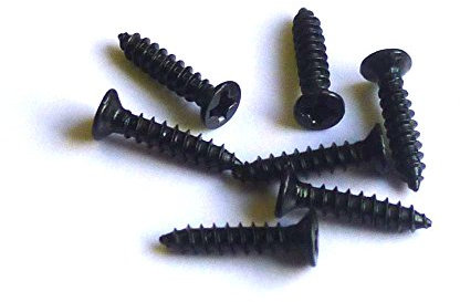 Senkkopf Blech-/Holzschrauben, mit Spitze und PH Kreuzschlitz, Abmessung: 1 x 5 mm, VE=100 Stück, Kopfdurchmesser = 1,8mm, Werksoff: Stahl schwarz