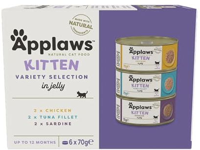 Applaws Natural Cat Food, Kitten Multipack Chicken and Fish Selection in Jelly Tin, 6 x 70 g