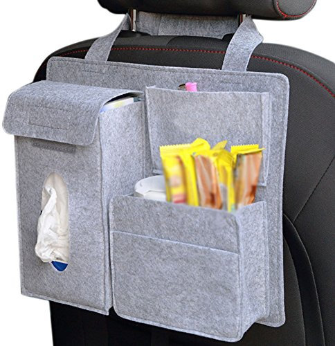 Milopon Auto Organizer Rücksitztasche Grau Filz Einstellbar für Auto Fahrzeuge