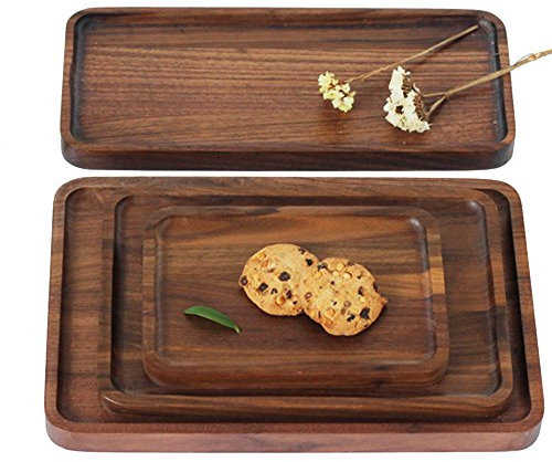 CANDeal Plateau en Bois rectangulaire à Pizza en Bois Massif, Assiette à Fruits, Collation Séchée De Fruit, Paraboloïde De Casse-Croûte, 30cm x 20cm