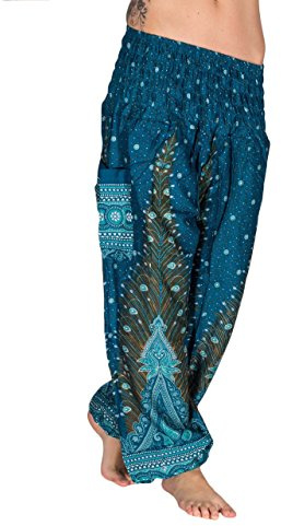 Mienloco Damen und Herren Haremshose Aladinhose Pumphose (DE/NL/SE/PL, Bundweite, 34, Regular, Regular, Petrol)