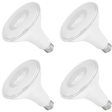 Maxxima PAR38 LED Indoor/Outdoor Light Bulbs - 5000K Daylight, 1275 Lumens, 15 Watts, 100 Watt Equivalent Dimmable Flood Light, 90 CRI, Wet-Rated for Outdoor Security Use - 4 Pack