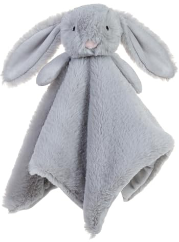 Apricot Lamb Manta de seguridad de conejo gris con animales de peluche, manta de personajes de guardería, manta de lujo para acurrucarse con bebé adorable (conejo gris)