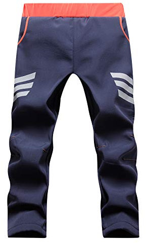Echinodon Pantalon softshell doublé pour enfant avec réflecteurs - Imperméable - Coupe-vent - Chaud - Pour l'extérieur, la randonnée, l'automne et l'hiver - Bleu - 134-140 cm