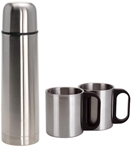 Thermoflasche Thermokanne Isolierflasche Trinkflasche 1L - Edelstahl, Doppelwandisolierung, inkl. 2 Becher