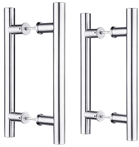 EaseLife Doppelseitiger Türgriff aus Edelstahl, 30,5 cm, H-Form, gebürstet, passend für Glastüren, Holztüren, 2 Stück