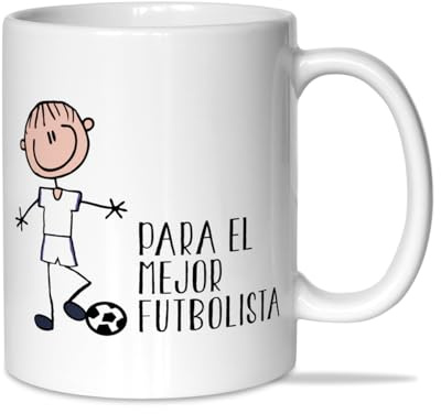 LINFORMAL tazas originales para regalar deportes | taza futbol | taza de cerámica de 350ml de capacil pasión futbolera (FUTBOLISTA BLANCO)