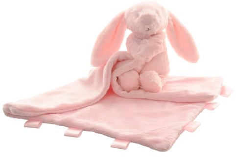 Ziggle Baby Comforter for Newborns | Soft Pink Bunny Blanket Baby Toy | Newborn Essentials and Teddy Blanket Gift | New Baby Boy or Girl Gift Idea | Eco Friendly | 30x30cm