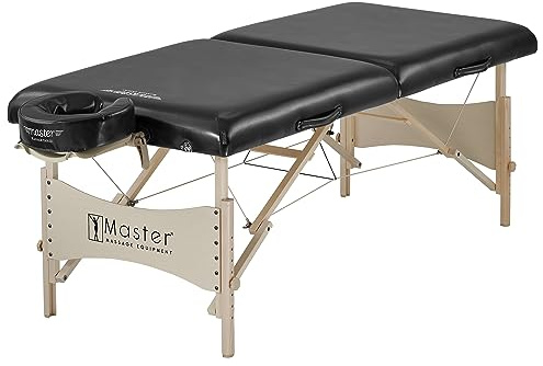Master Massage 71cm Balboa Mobil Massageliege Klappbar Massagebett Massagebank Kosmetikliege Portable Beauty Bed Table Naturholzfüße Tragetasche-Schwarz Glanz